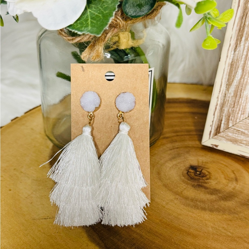 NEW White Tassel Earrings
